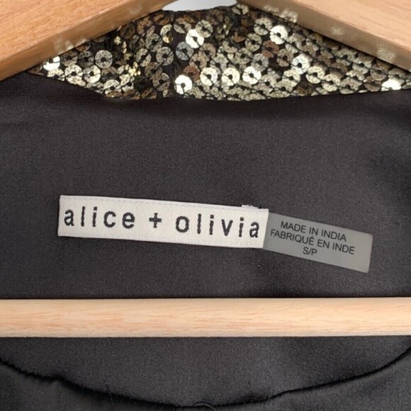 Alice and Olivia Sequin Blazer Jacket S Gold Metallic - Picture 13 of 16